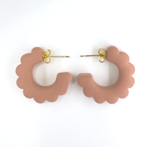 Cloud Hoops terracotta scalloped edge chunky hoop in polymer clay earring