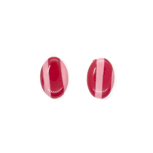 Holly Berry -pink and red small oval stud earring in high gloss finish