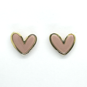 blush coloured heart shaped earrings with a gold band
