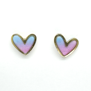 sunrise coloured heart shaped earrings with a gold band