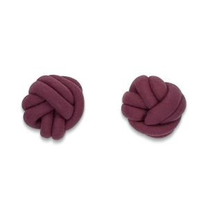 Burgundy polymer clay love knot stud earring