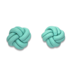 Mint green polymer clay love knot stud earring