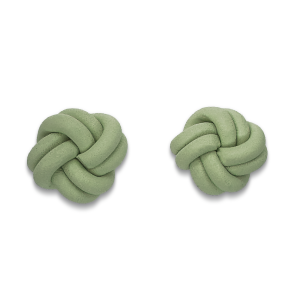 Olive green polymer clay love knot stud earring