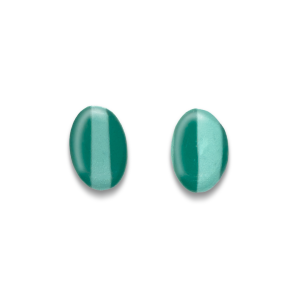 Jade Berry - sage and forest green striped small oval shape stud earring in high gloss finish