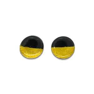 black and gold coloured round stud earrings
